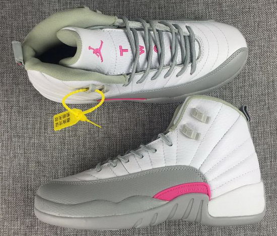 Womens Air Jordan Retro 12 White Grey Pink Ireland